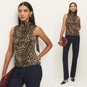 NWT Reformation Norella Top in Leo animal print, size 0